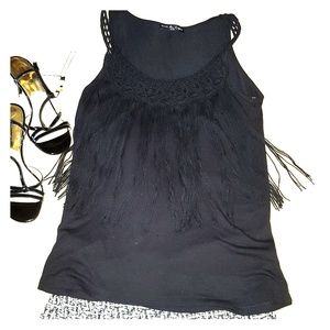 Boho Crochet Fringe Tank Top Shirt Blouse NEW